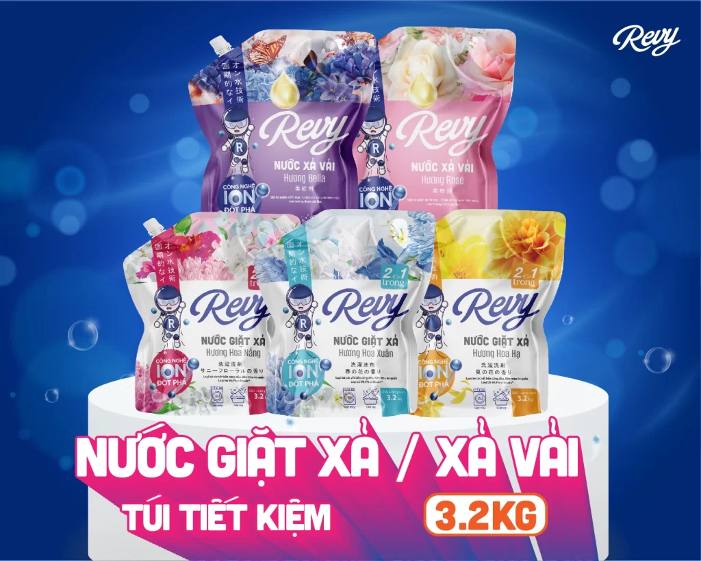 Việc nhà khó đã có Revy - Tiết kiệm hơn với Nước giặt xả Revy túi 3.2kg 1 Nước giặt xả Revy