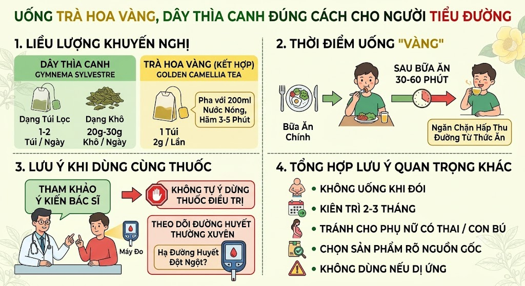 Uống Trà Hoa Vàng, Dây Thìa Canh Đúng Cách Cho Người Tiểu Đường: Liều Lượng, Thời Điểm, Lưu Ý Khi Dùng Cùng Thuốc 2 Uống Trà Hoa Vàng, Dây Thìa Canh Đúng Cách Cho Người Tiểu Đường: Liều Lượng, Thời Điểm, Lưu Ý Khi Dùng Cùng Thuốc image 8